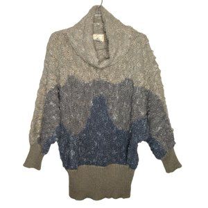 Lady Lilly Vintage cowl neck‎ gray, blue, beige unique women's sweater 38 sz M